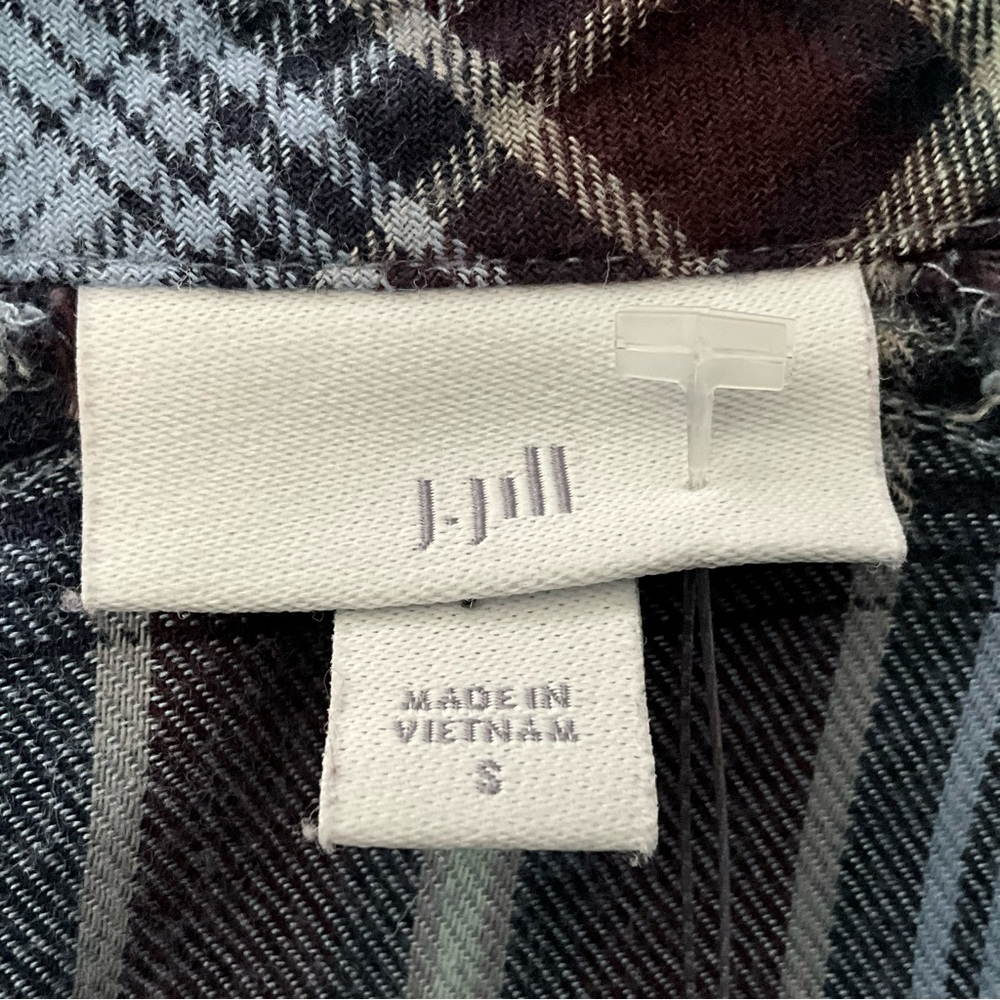 j.jill Small Plaid Button-Down / Button-Up Blue B… - image 2